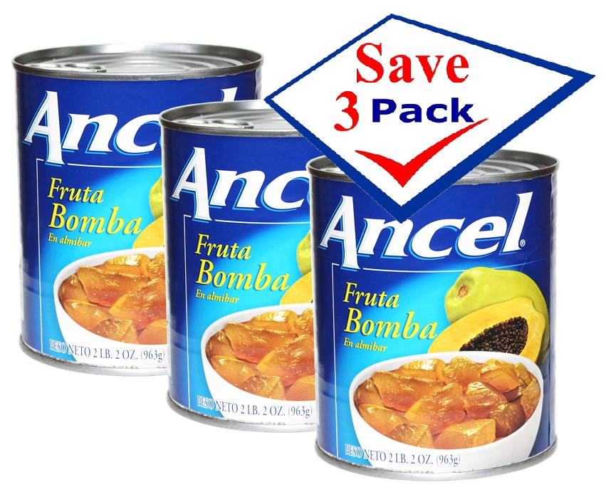 Ancel Papaya Chunks in Heavy Syrup 34 oz. Pack of 3